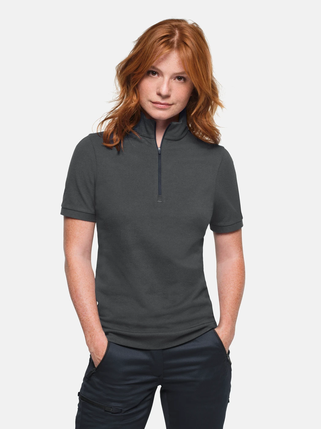 Hakro Ladies Zip Shirt Piqué Mikralinar Eco