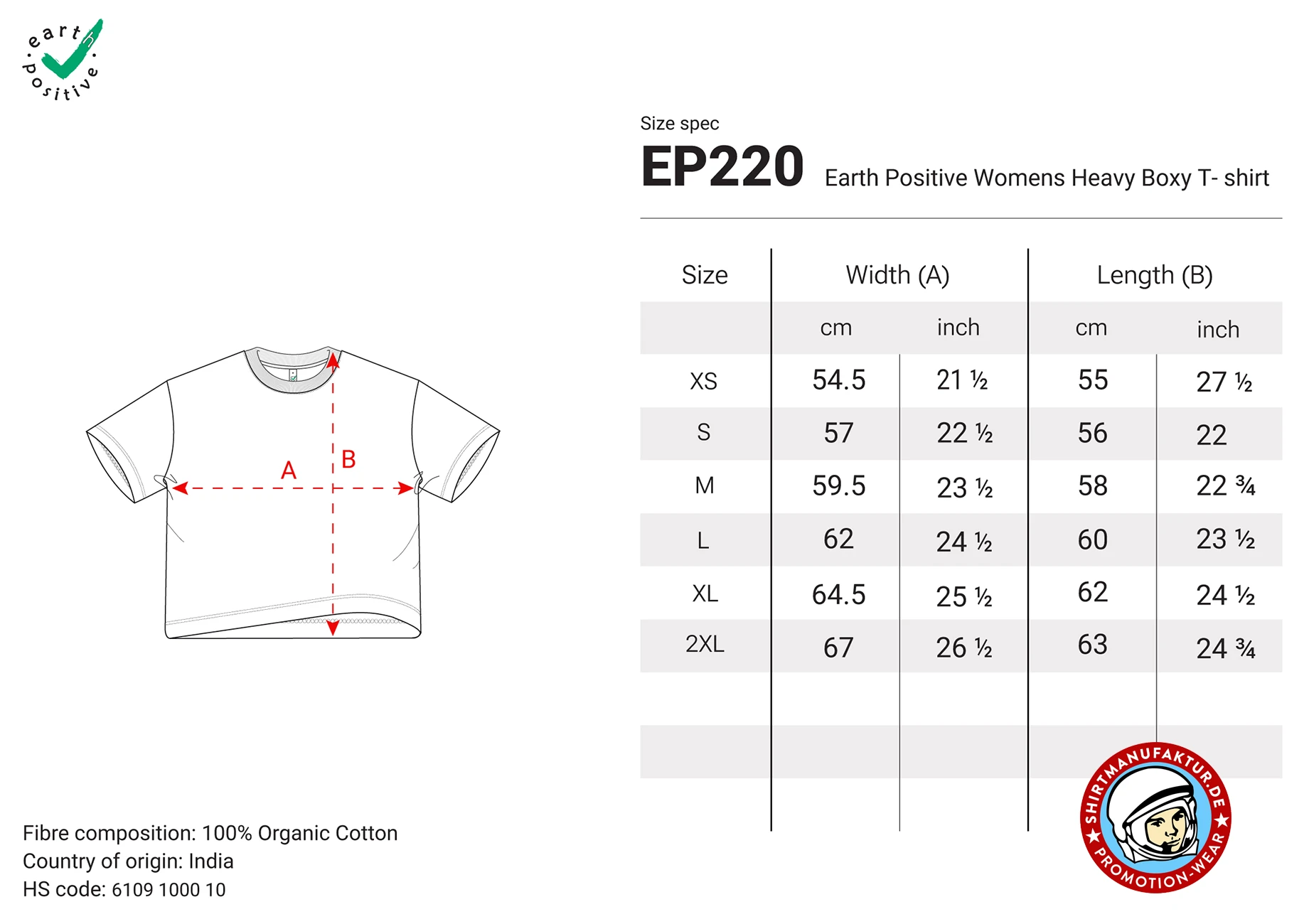 Earth Positive Womens Heavy Boxy T-Shirt