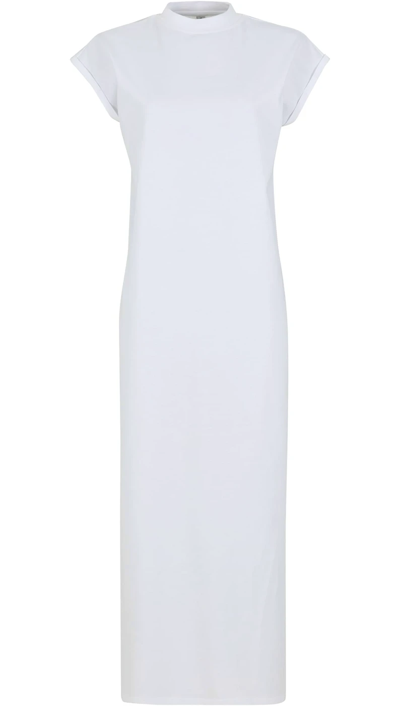 Build Your Brand Ladies Long Extended Shoulder Dress