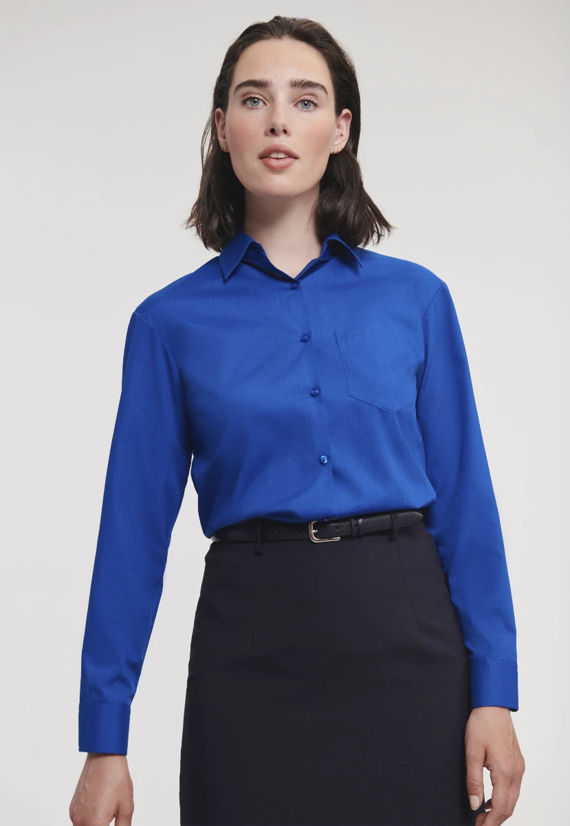 Russell Ladies Poly-Cotton Longsleeve Poplin Blouse
