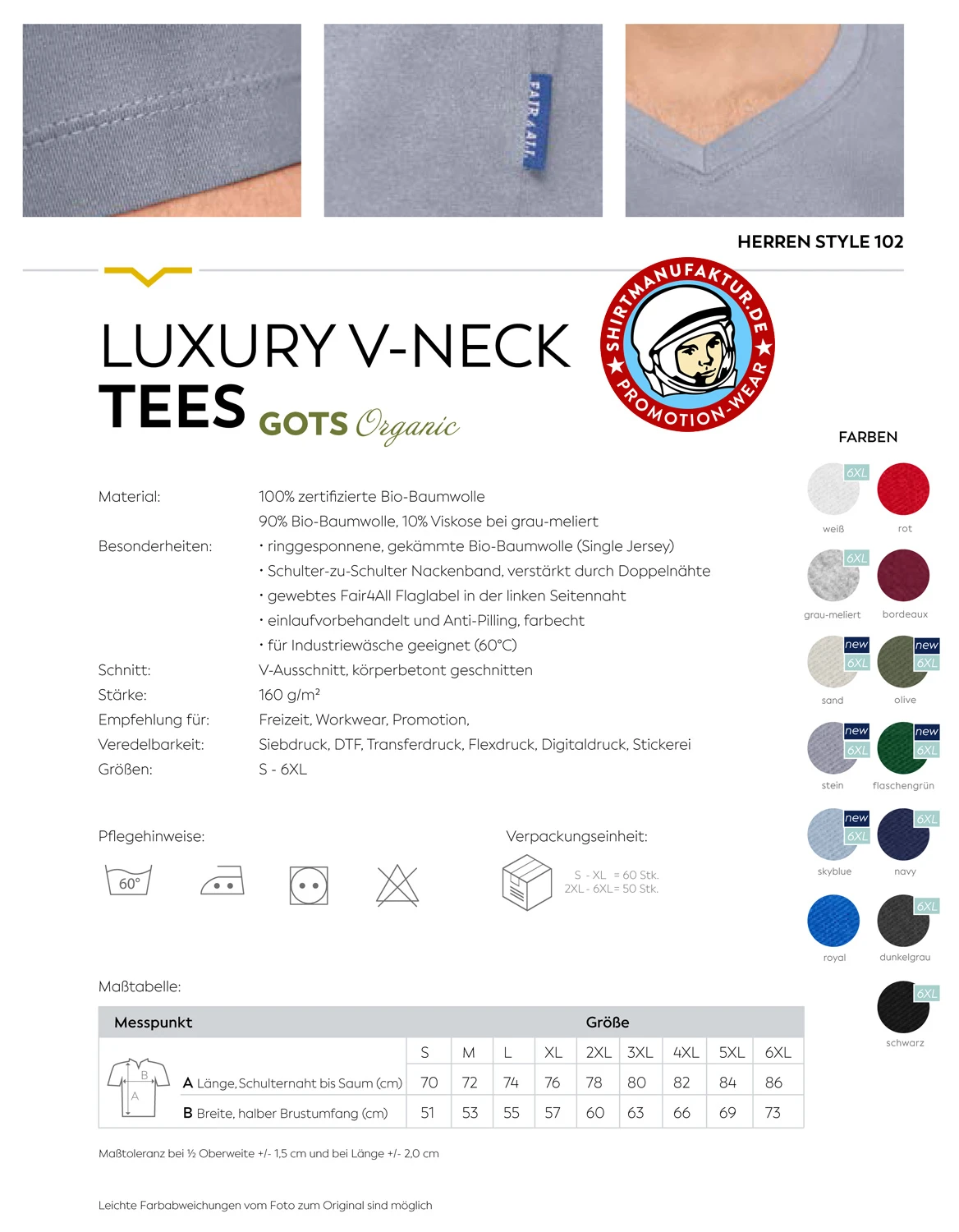HRM Mens Luxury V-Neck Tee