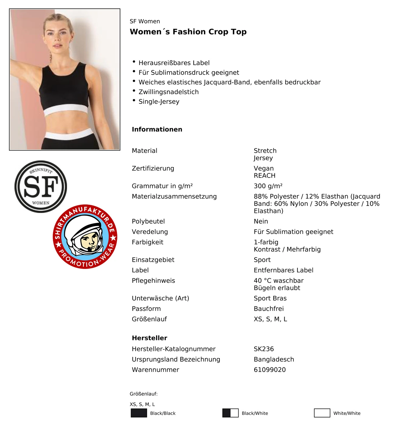 SkinniFit Womens Fashion Crop Top