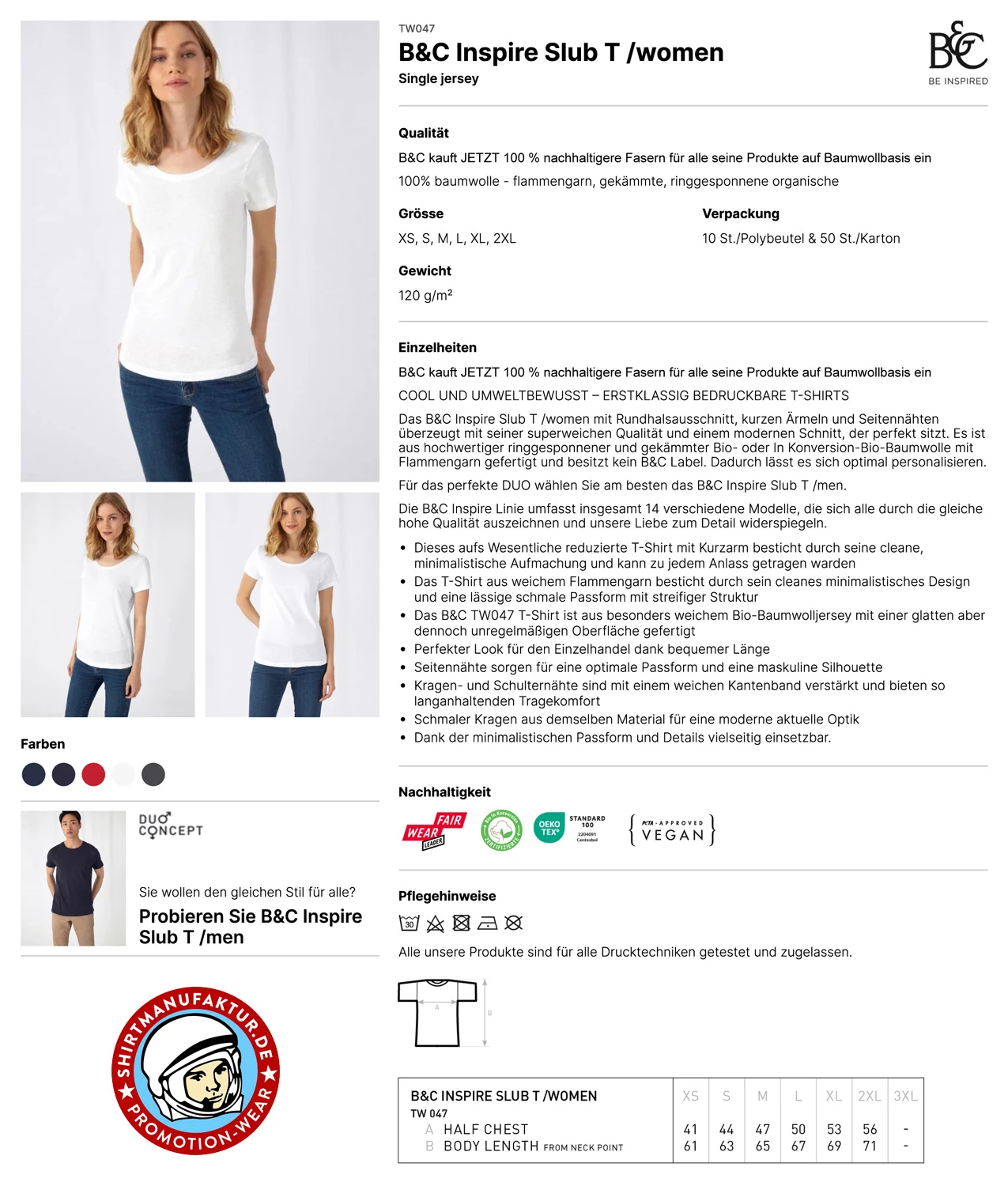 B&C Womens Inspire Slub T