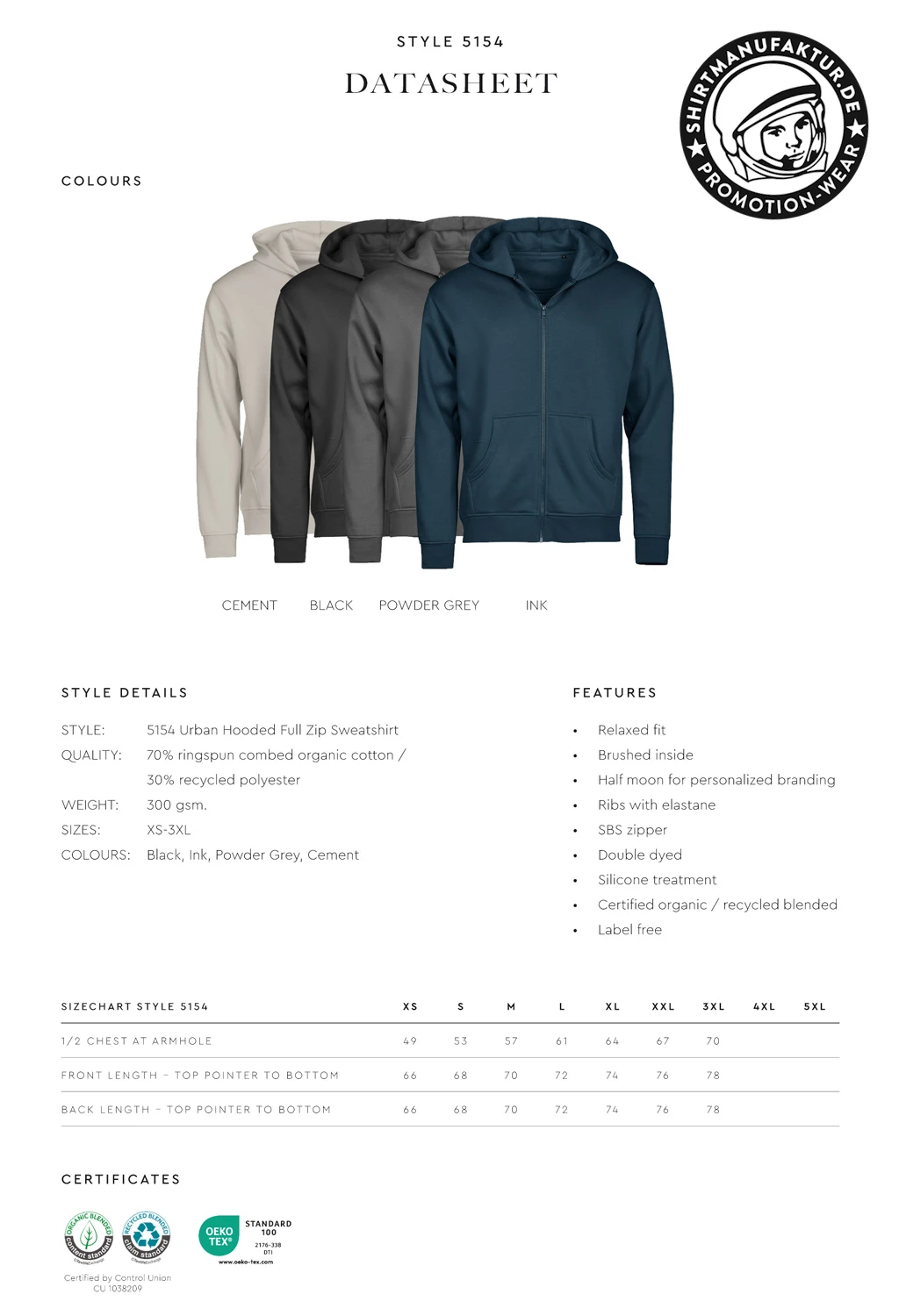 Tee Jays Urban Hooded Full Zip Sweatshirt