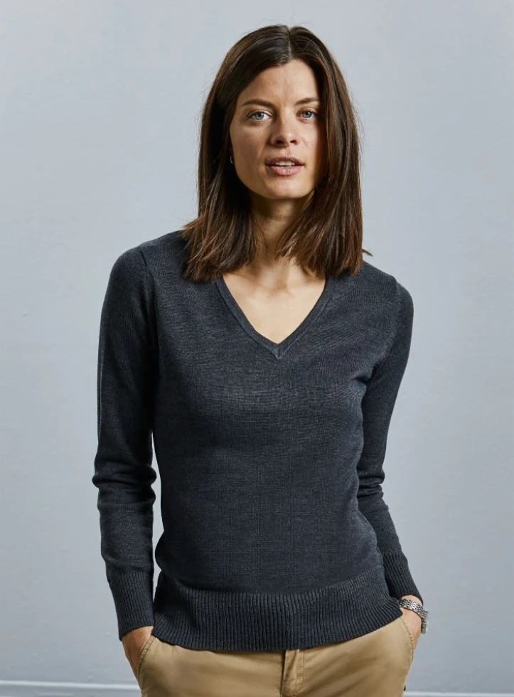 Russell Ladies V-Neck Knitted Pullover