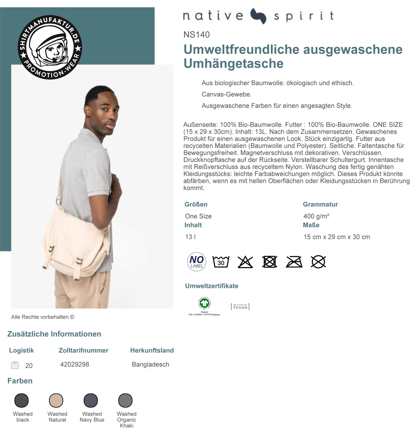 Native Spirit Washed Messenger Bag