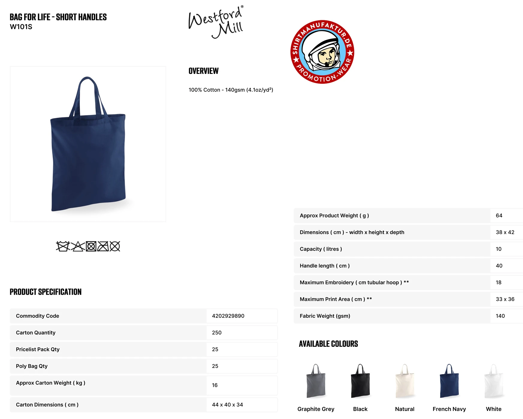 Westford Mill Bag For Life - Short Handles