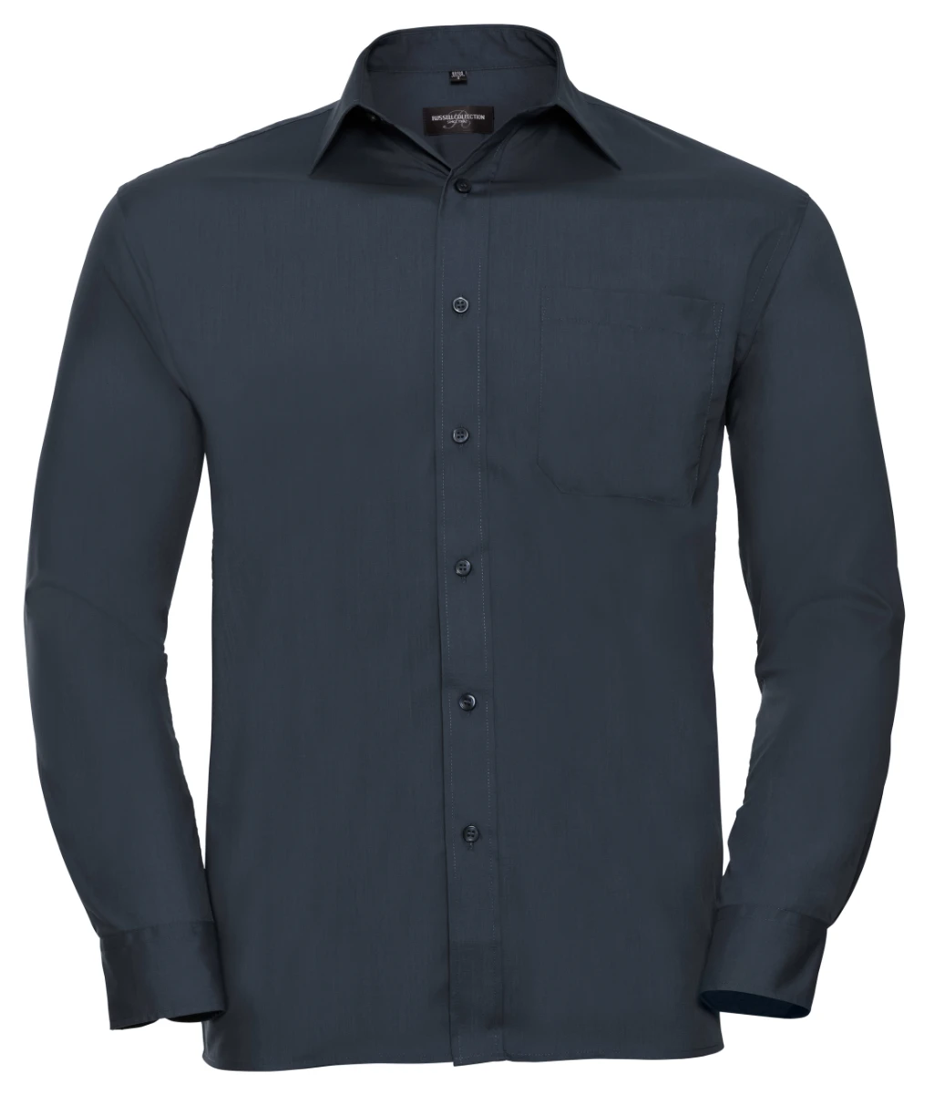 Russell Mens Poly-Cotton Longsleeve Poplin Shirt Russell Mens Poly-Cotton Longsleeve Poplin Shirt