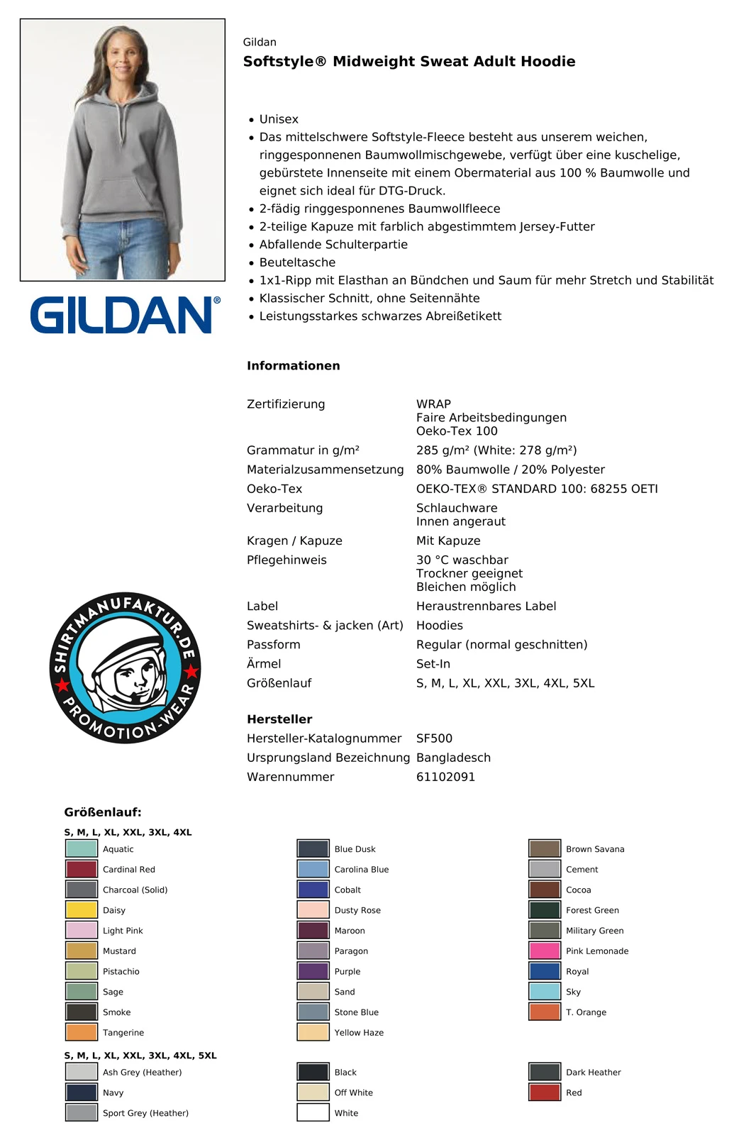 Gildan Softstyle Midweight Sweat Hoodie