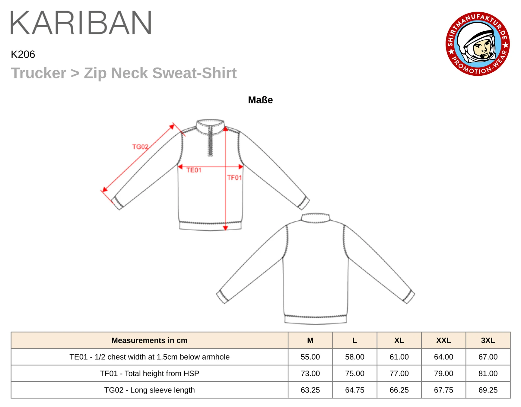 Kariban Trucker Zip Neck Sweatshirt