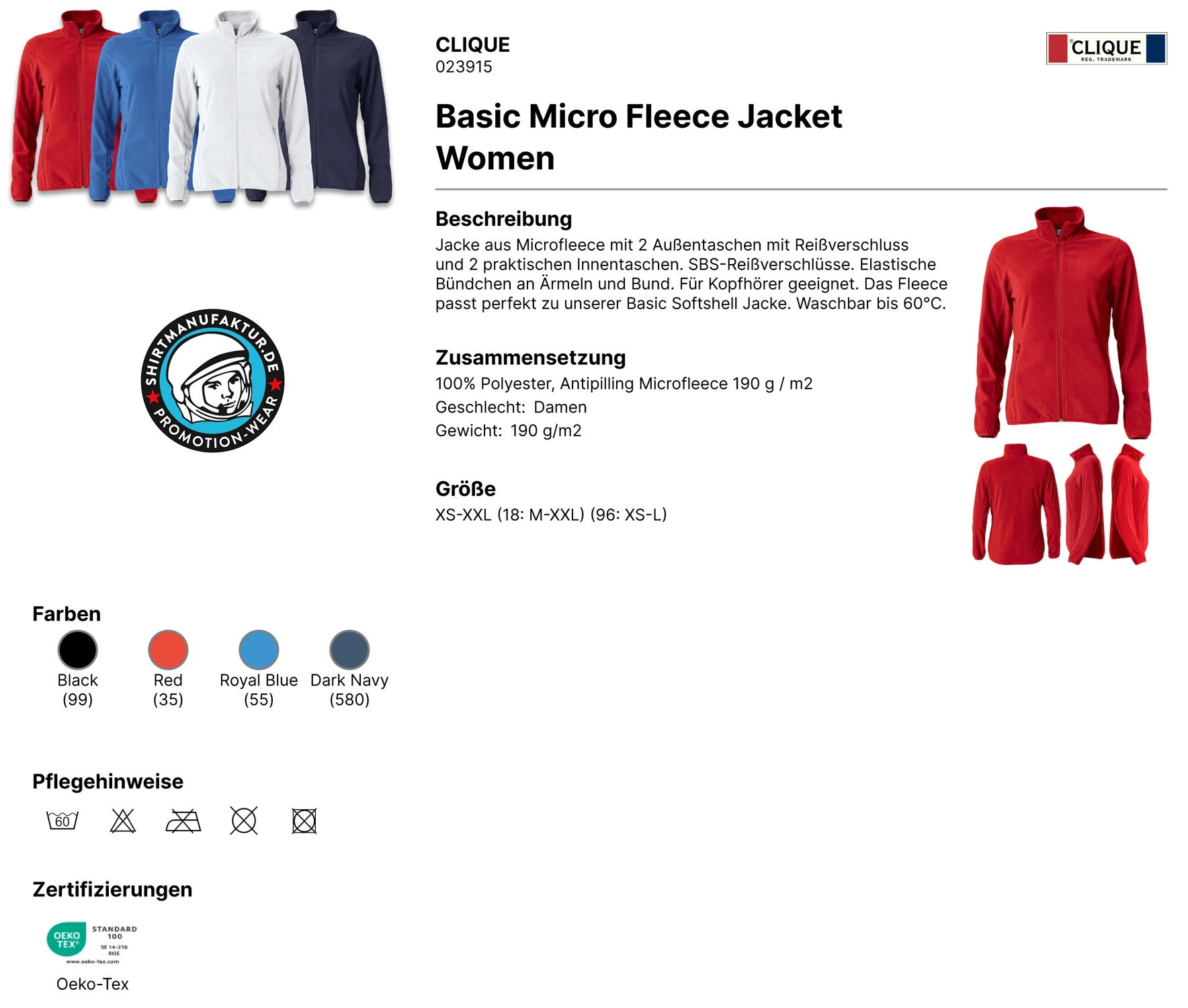 Clique Womens Basic Micro Fleece Jacket Clique Womens Basic Micro Fleece Jacket