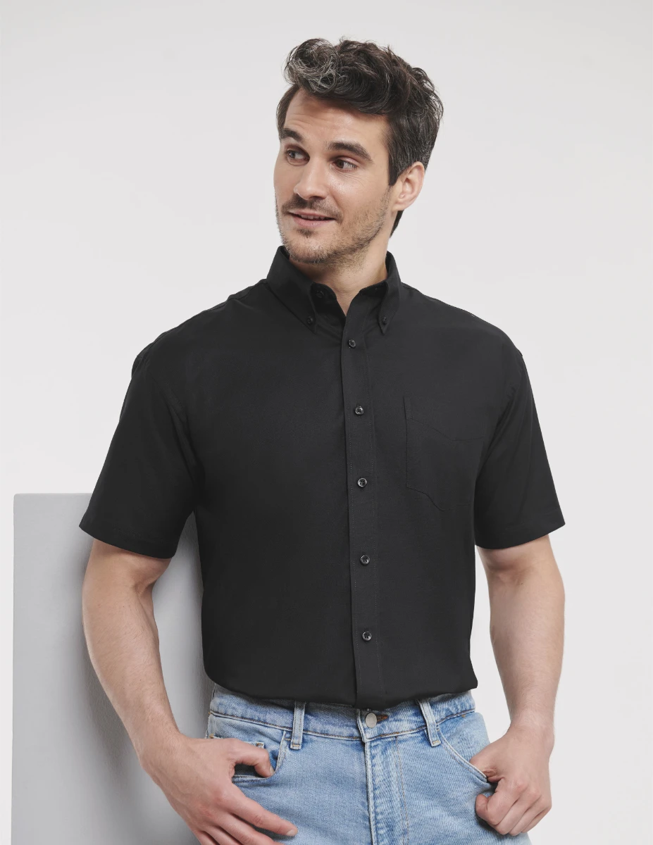 Russell Mens Short Sleeve Oxford Shirt