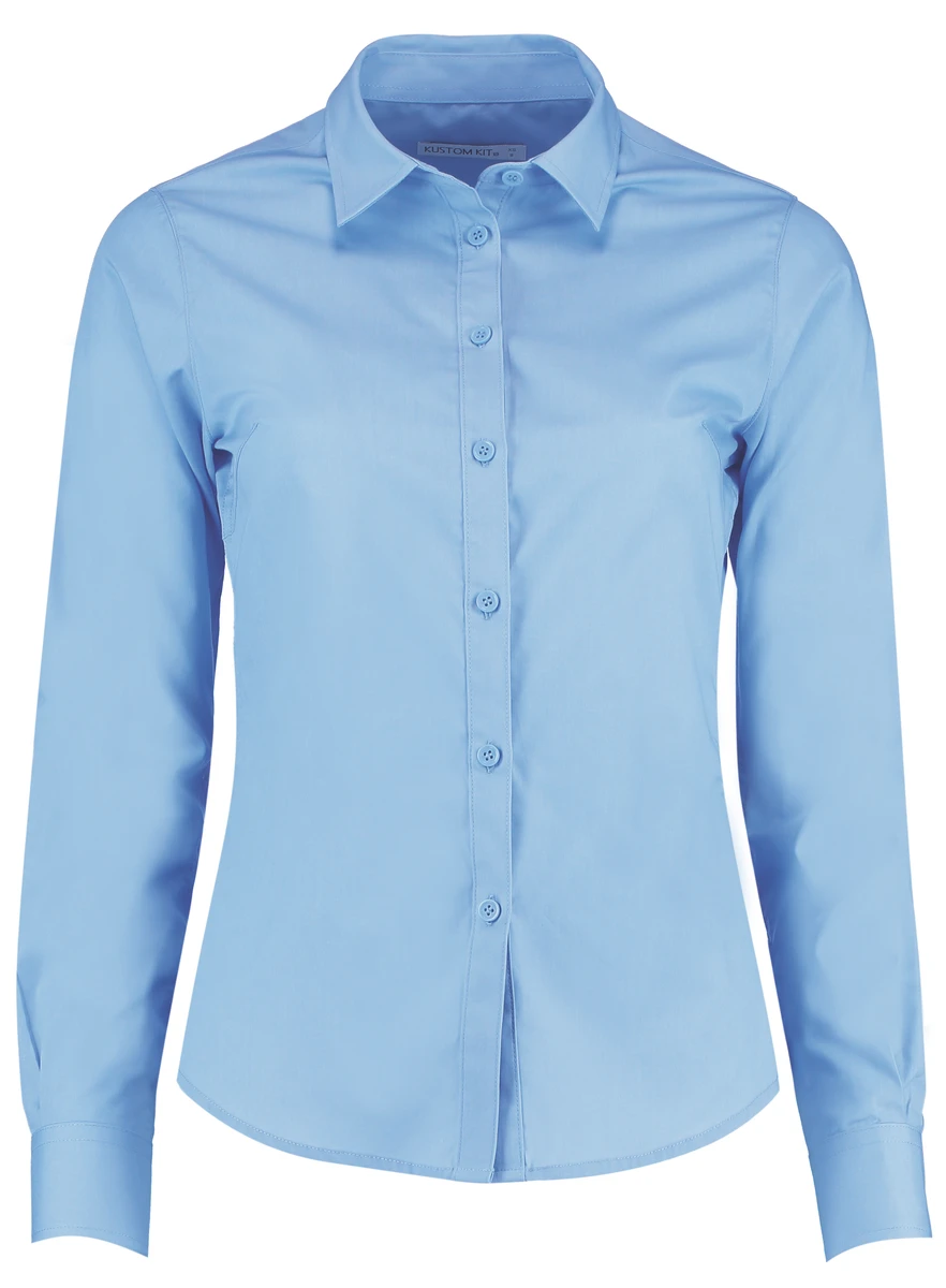 Kustom Kit Womens Poplin Blouse Longsleeve
