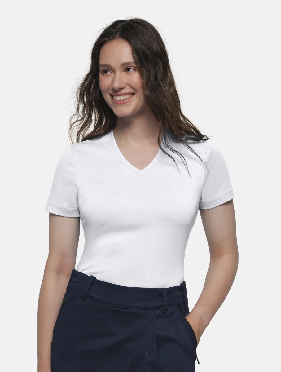 Hakro Ladies Cotton Tec V-Shirt