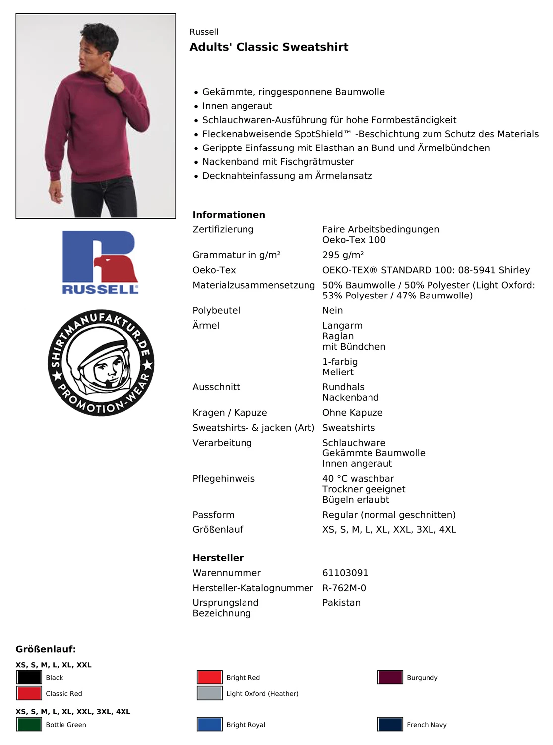 Russell Adults Classic Sweatshirt