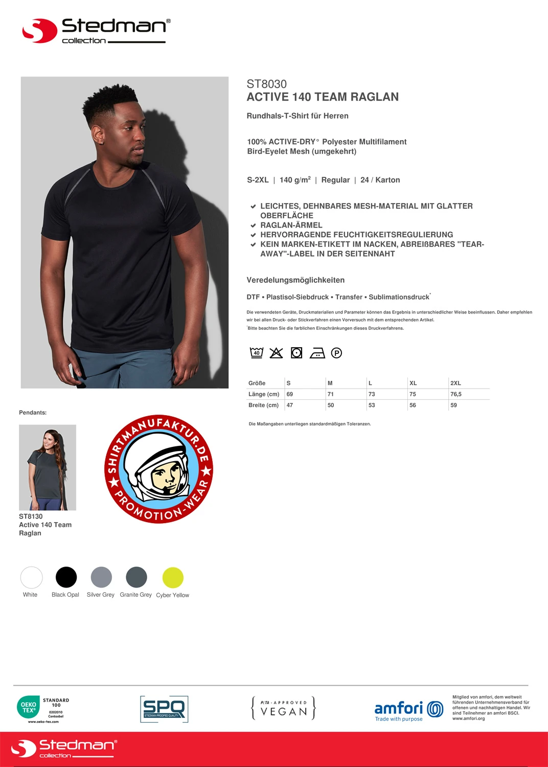 Stedman Active 140 Team Raglan T-Shirt