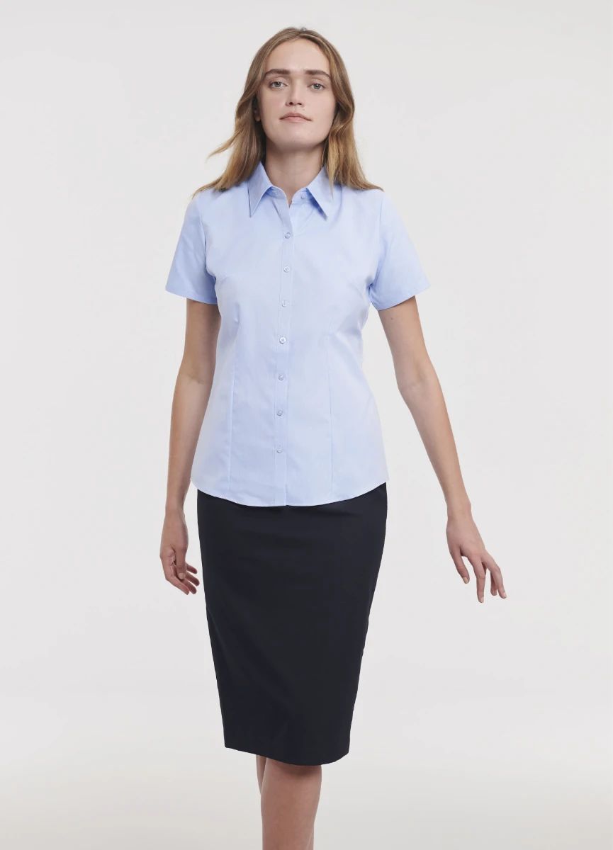 Russell Ladies Short Sleeve Tailored Herringbone Blouse
