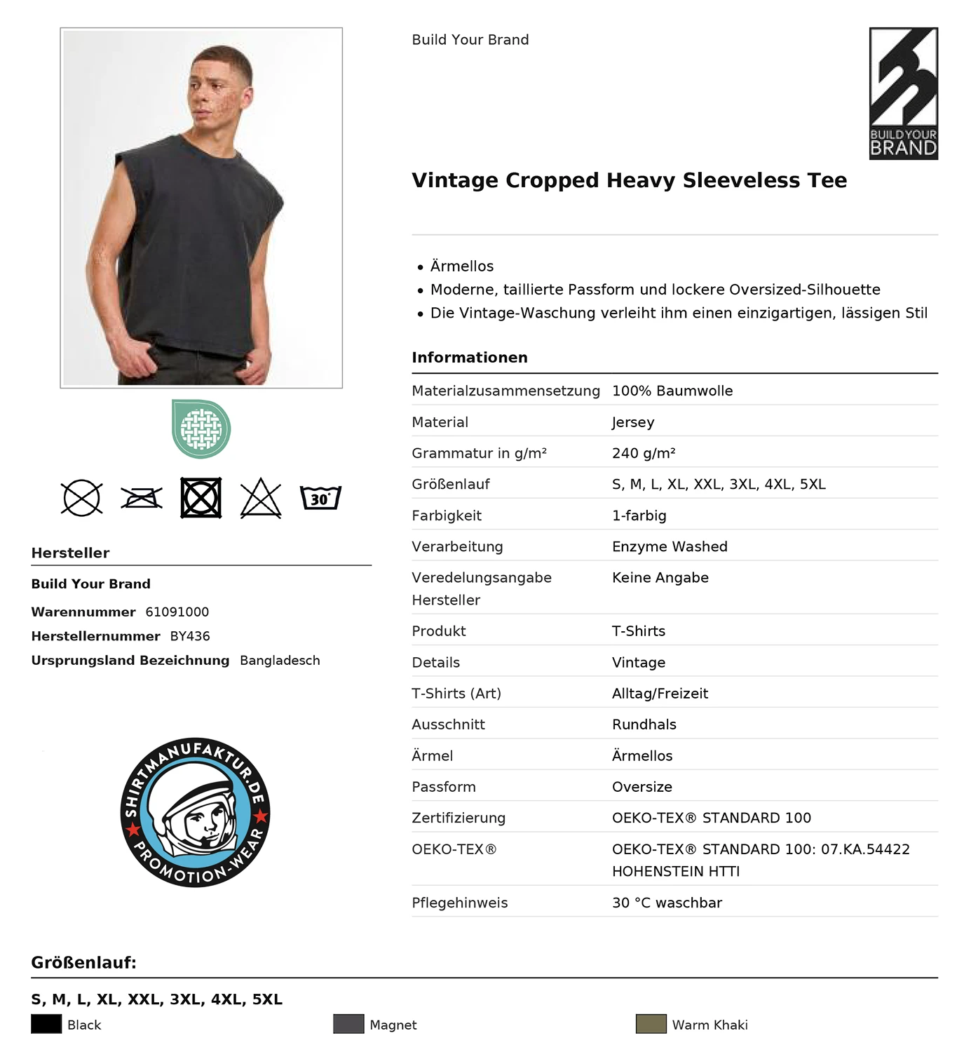Build Your Brand Vintage Cropped Heavy Sleeveless Tee