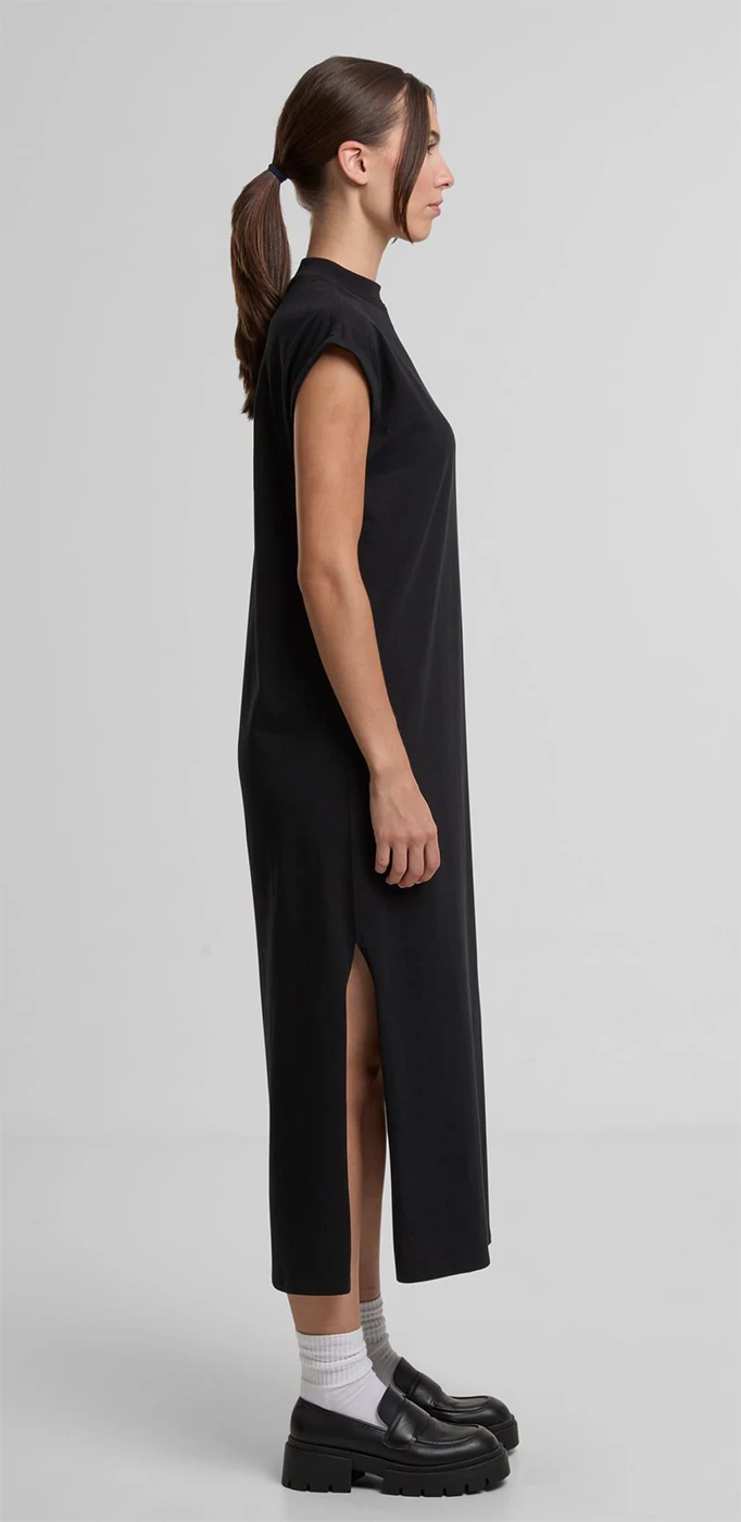 Build Your Brand Ladies Long Extended Shoulder Dress