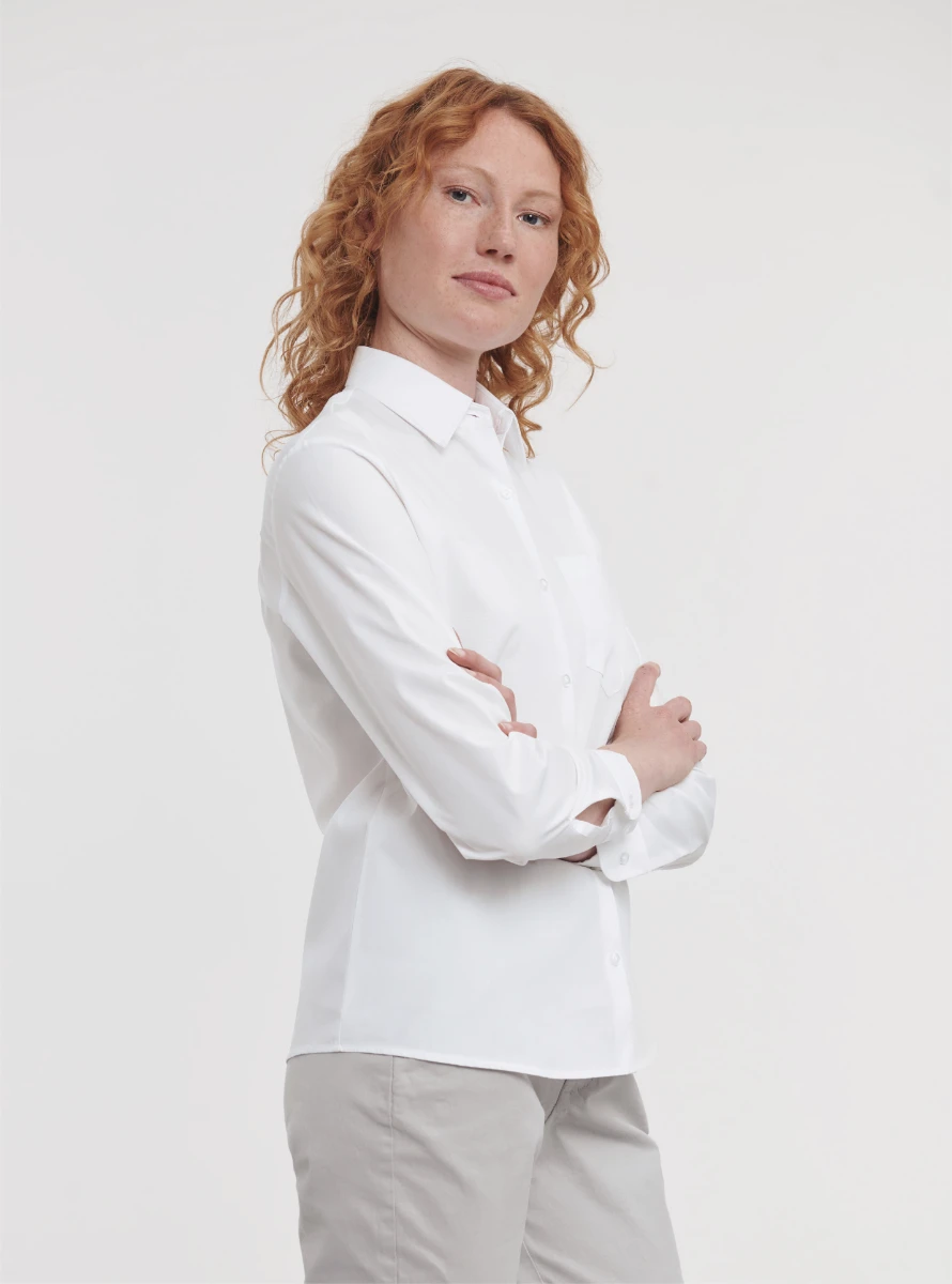Russell Ladies Pure Cotton Longsleeve Poplin Blouse