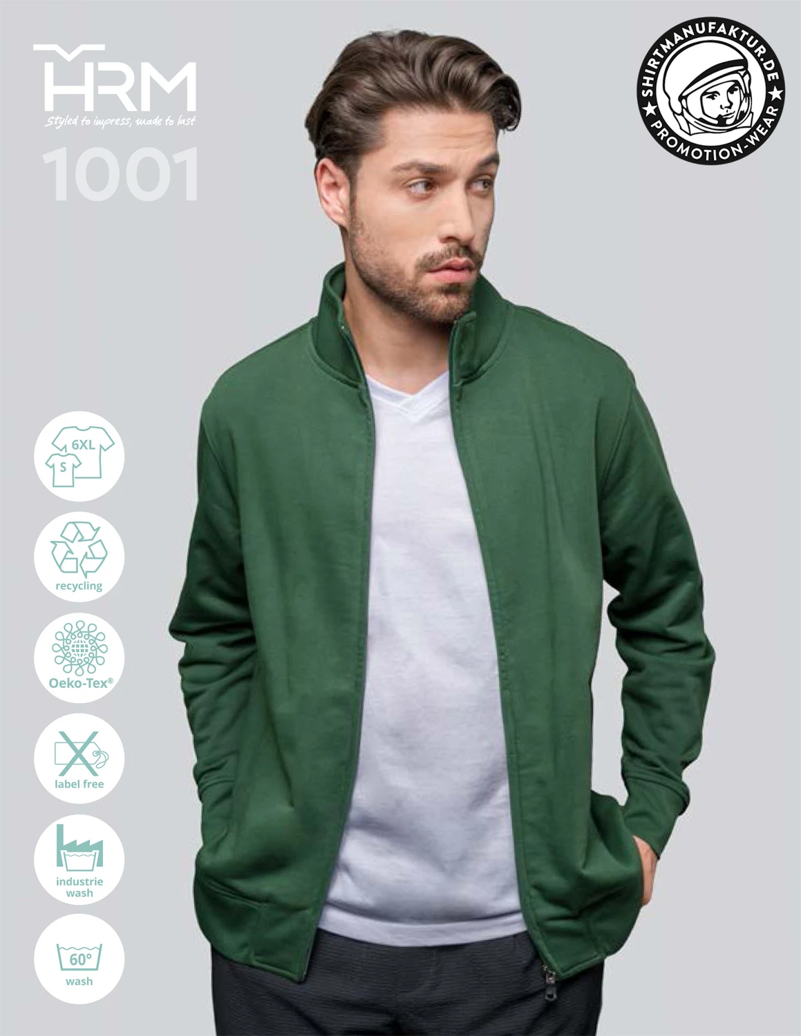 HRM Mens Premium Sweat Jacket