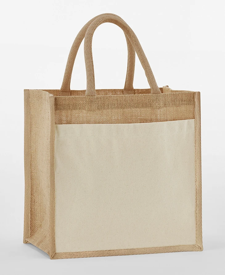 Westford Mill Cotton Pocket Natural Starched Jute Midi Bag