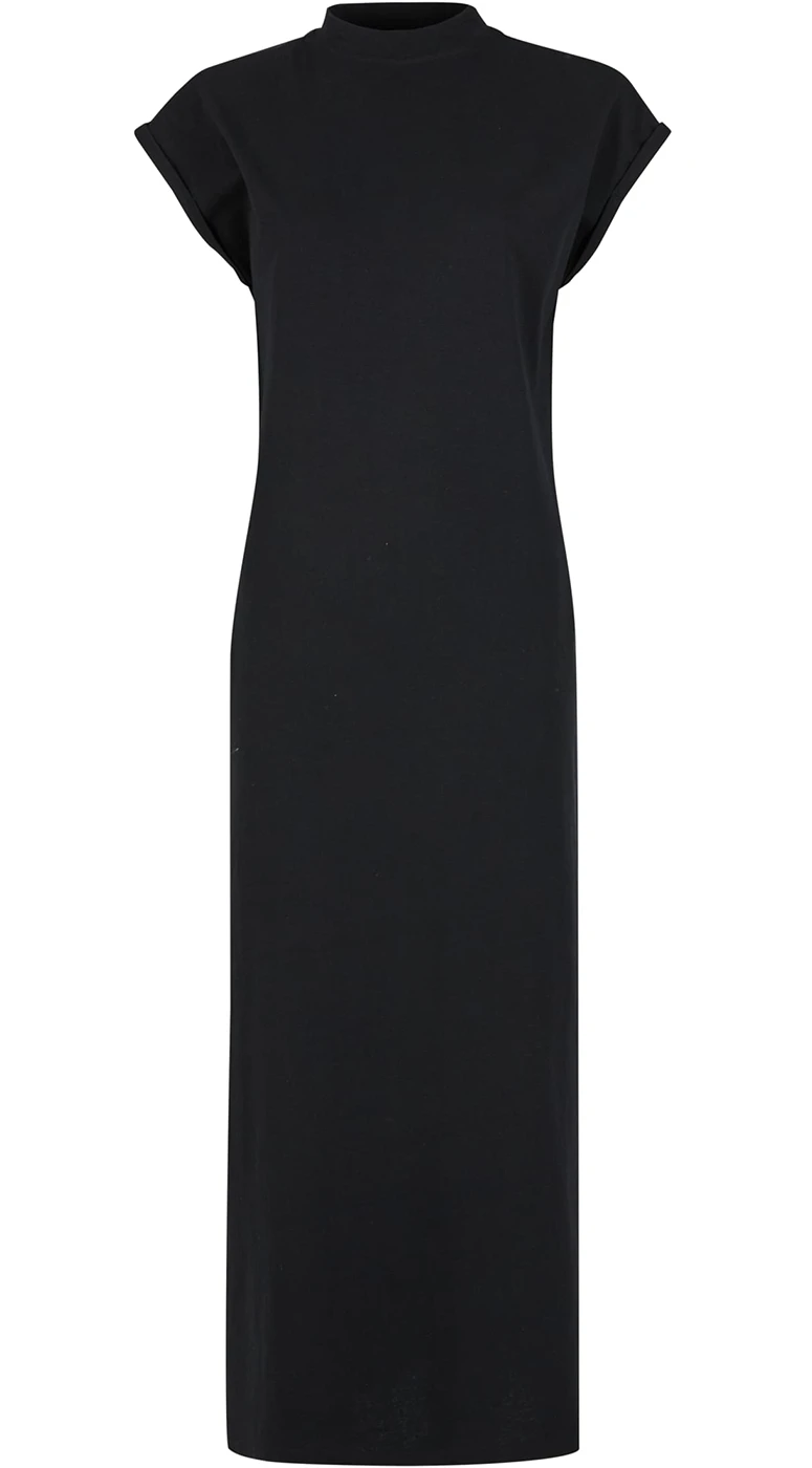 Build Your Brand Ladies Long Extended Shoulder Dress