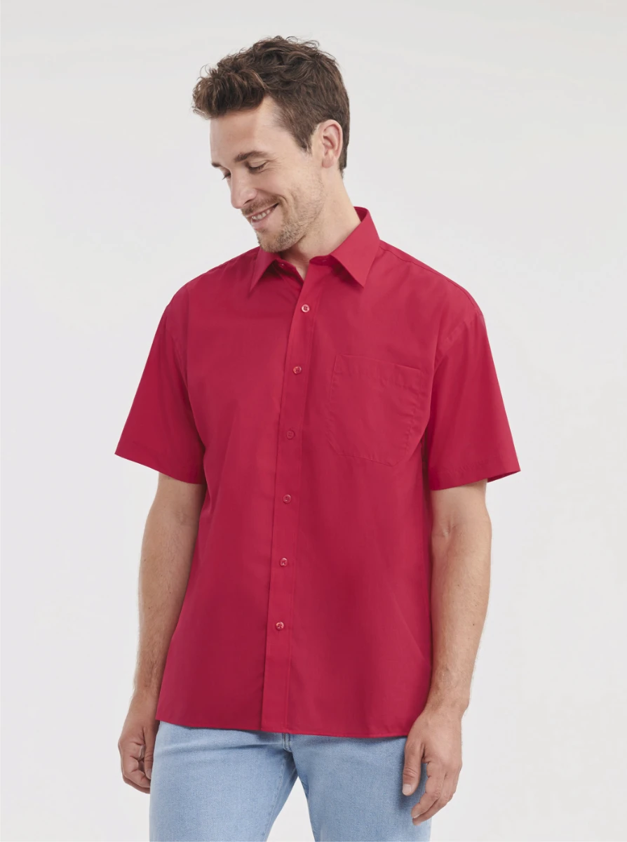 Russell Mens Short Sleeve Poly-Cotton Poplin Shirt