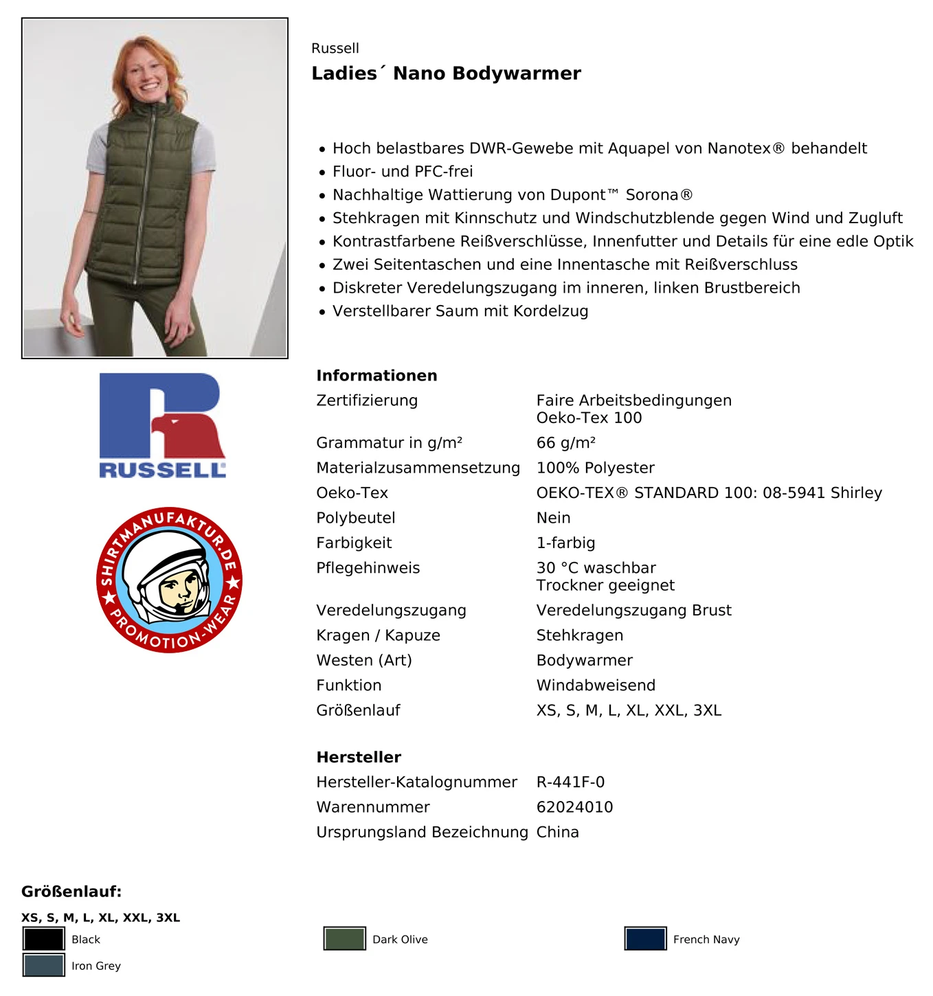 Russell Ladies Nano Bodywarmer