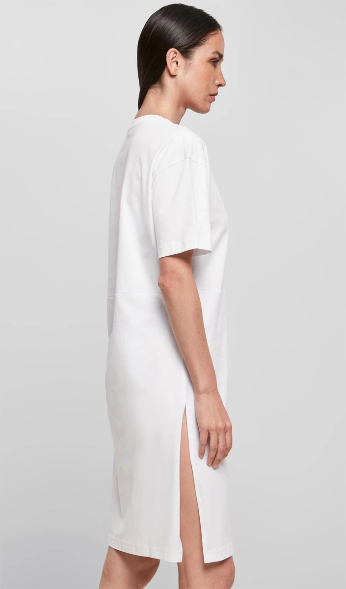 Build Your Brand Ladies Organic Oversized Slit Tee Dress