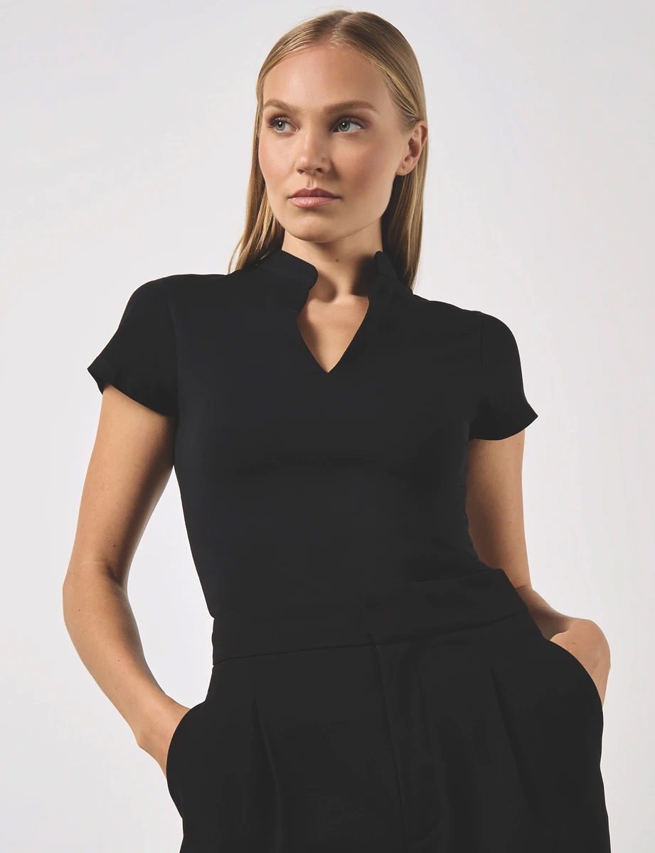 Kustom Kit Womens V-Neck Mandarin Collar Corporate Top