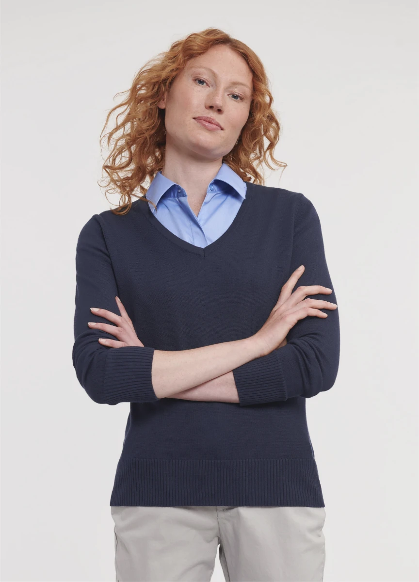 Russell Ladies V-Neck Knitted Pullover