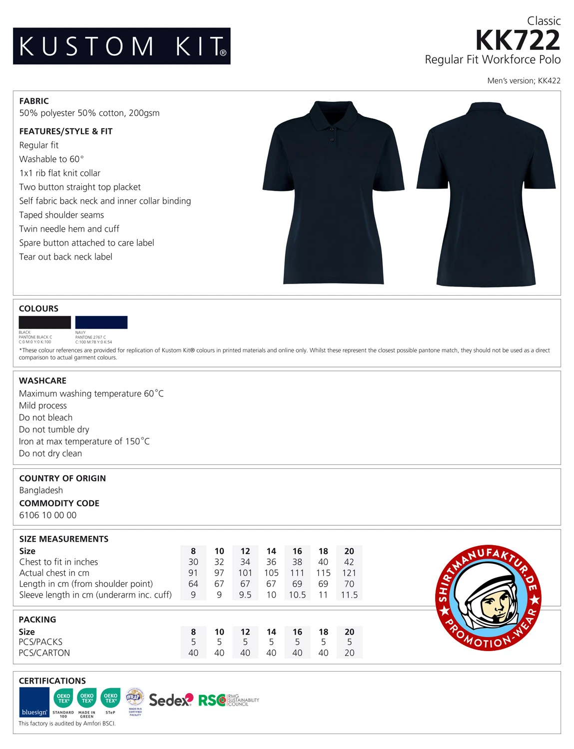 Kustom Kit Womens Workforce Polo