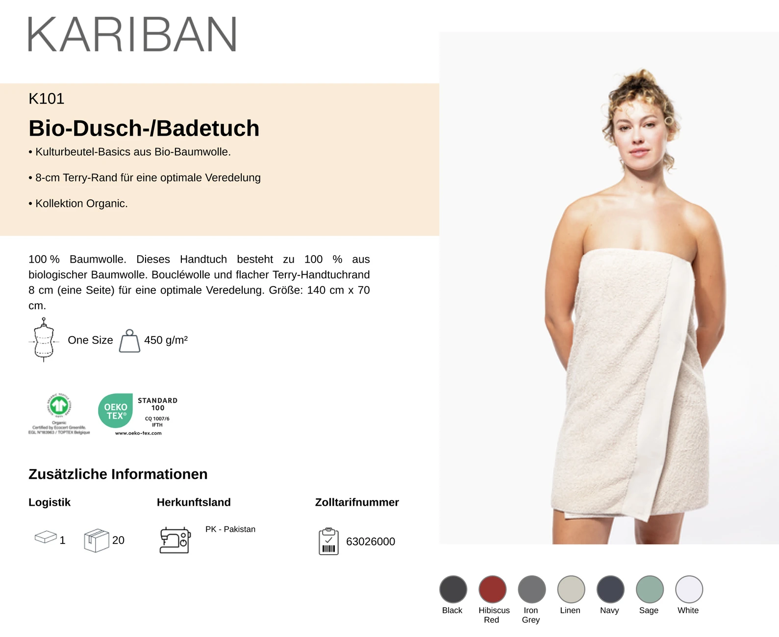 Kariban Bio-Dusch-/Badetuch