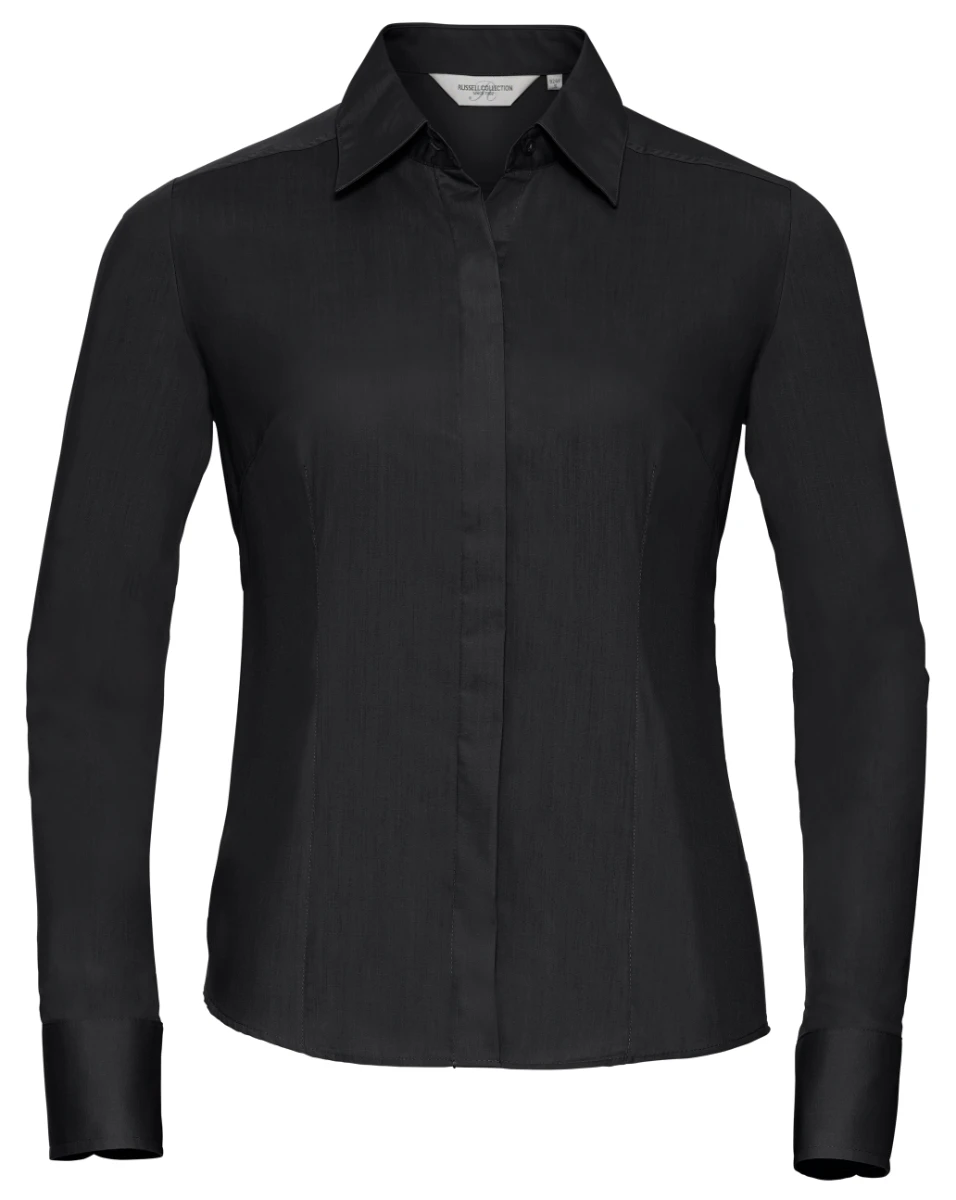 Russell Ladies Poly-Cotton Fitted Longsleeve Poplin Blouse