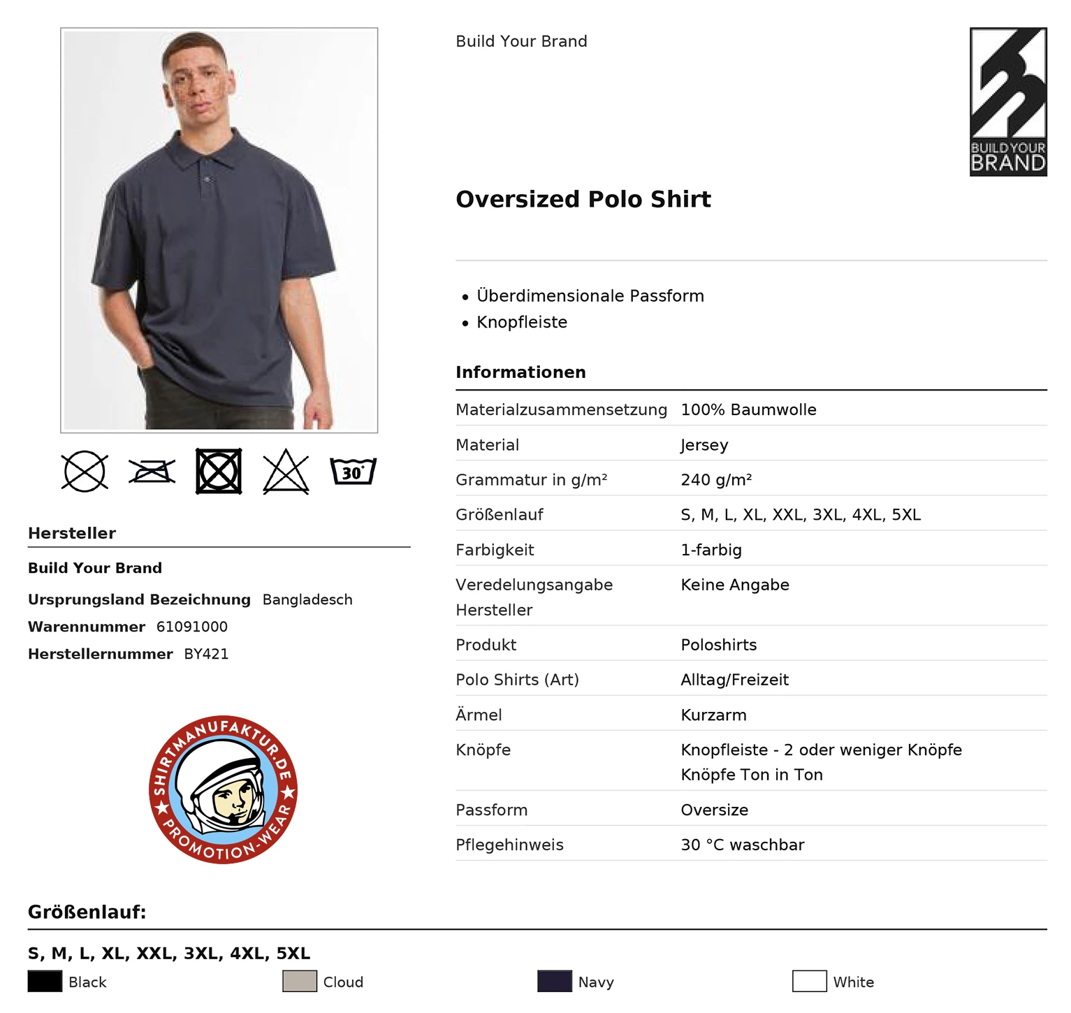 Build Your Brand Oversized Polo Shirt