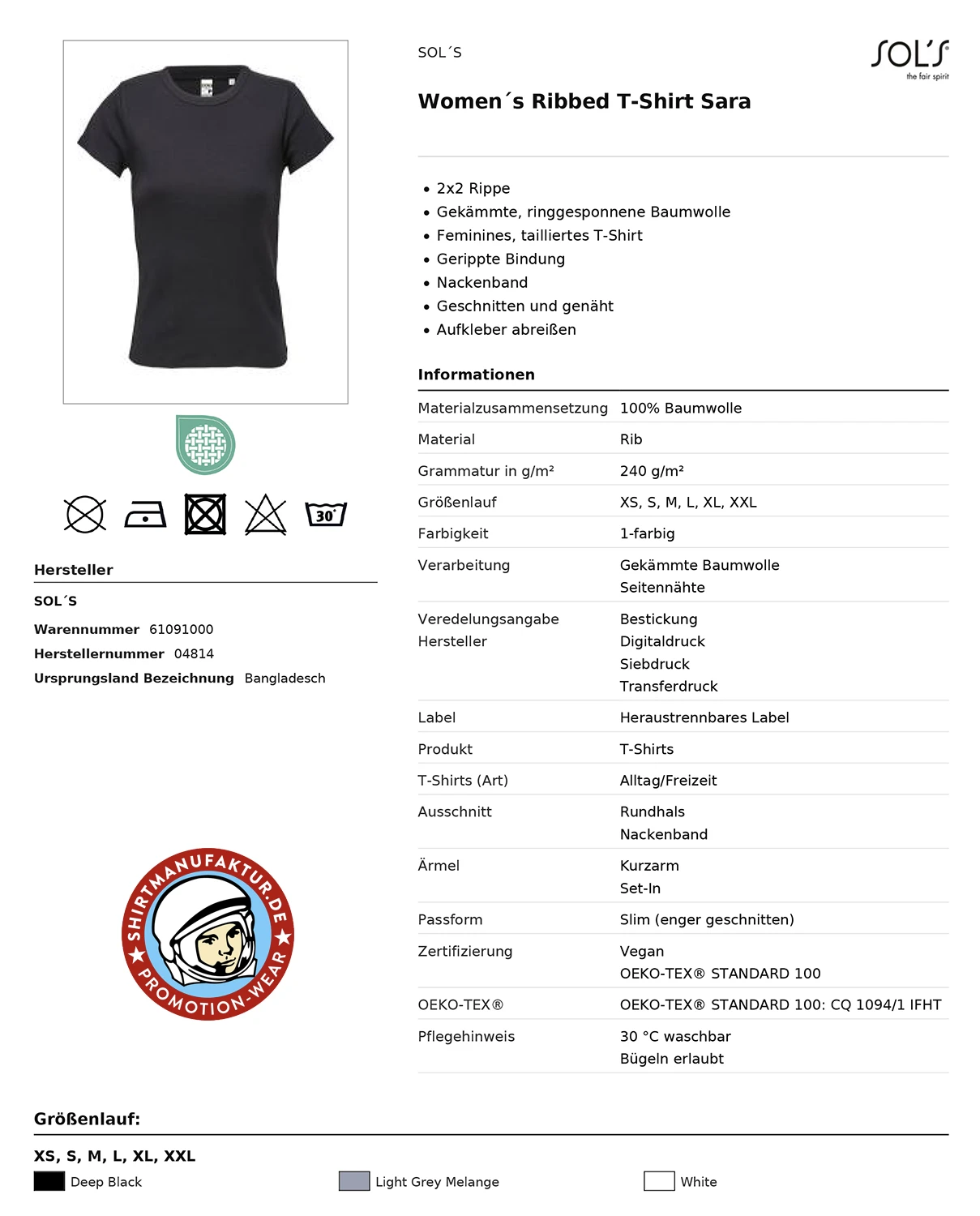Sol's Womens Sara Ribbed T-Shirt