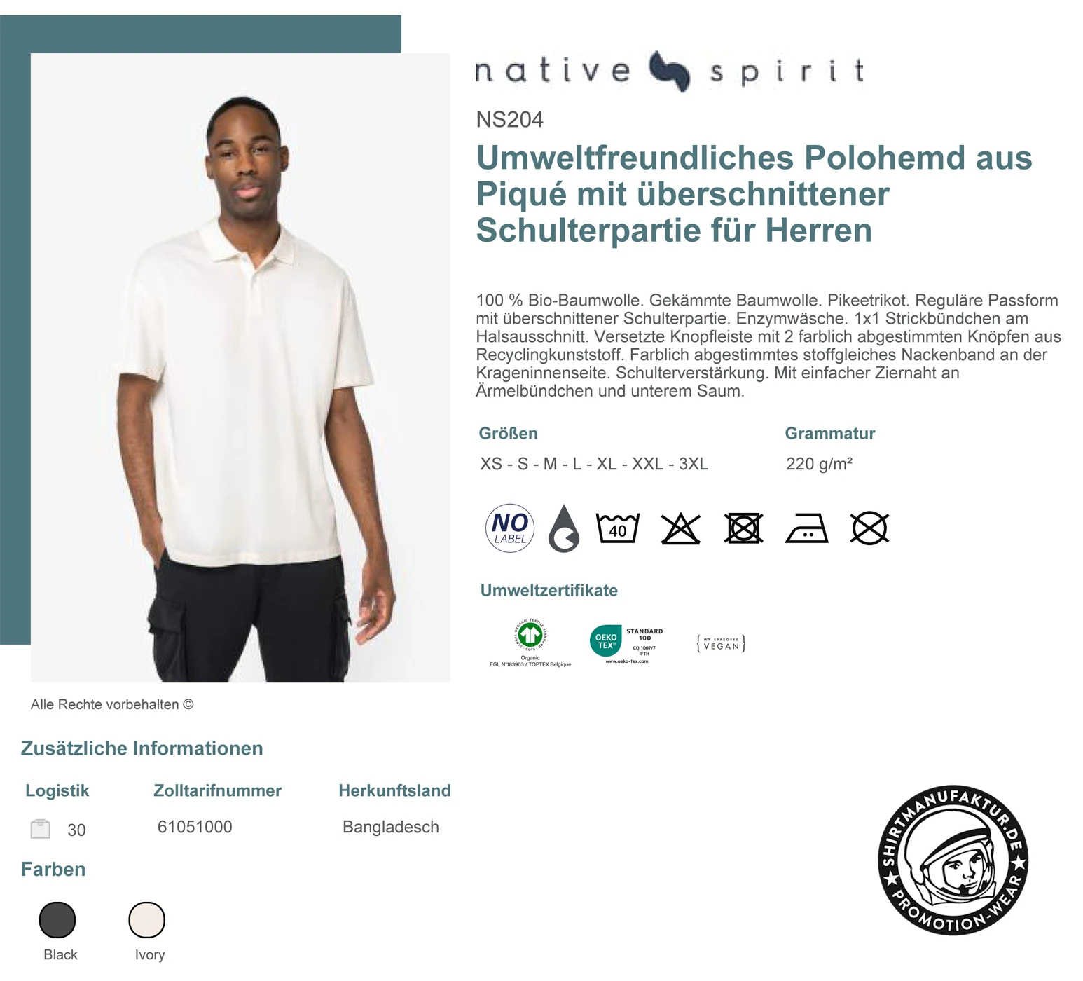 Native Spirit Mens Dropped Shoulder Piqué Polo