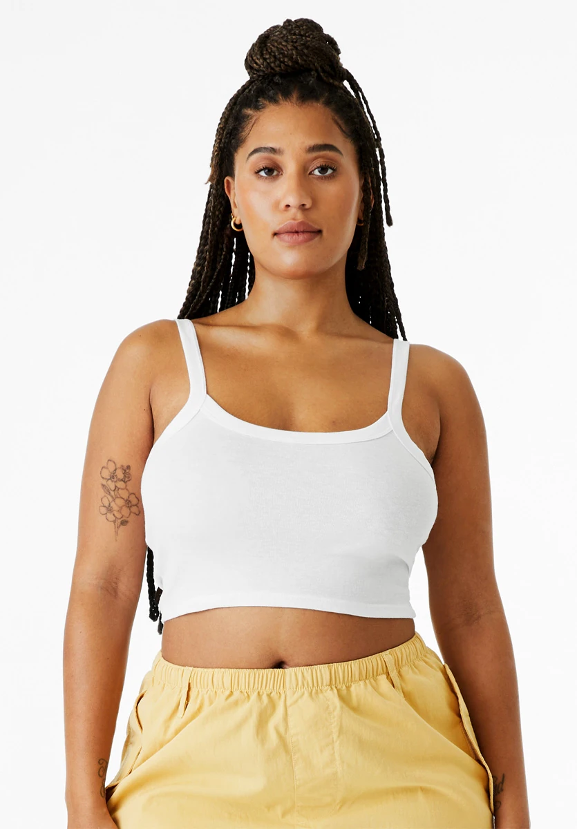 Bella Womens Micro Rib Spaghetti Strap Tank