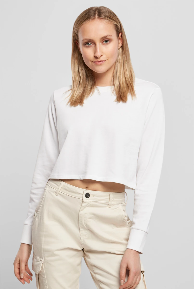 Build Your Brand Ladies Terry Cropped Crew