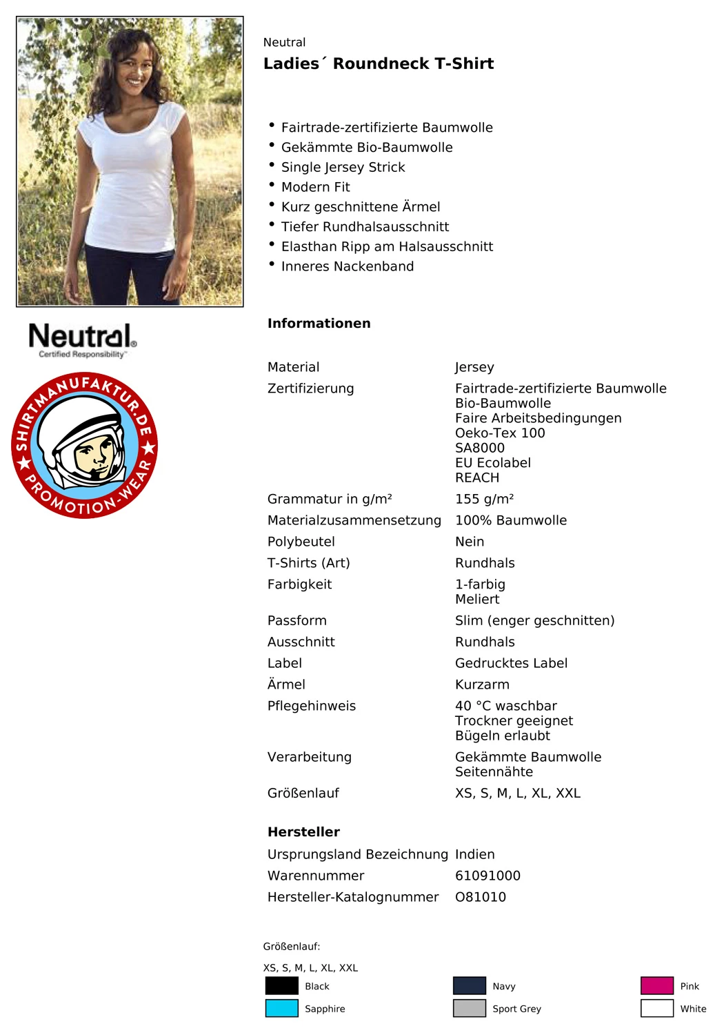 Neutral Ladies Roundneck T-Shirt
