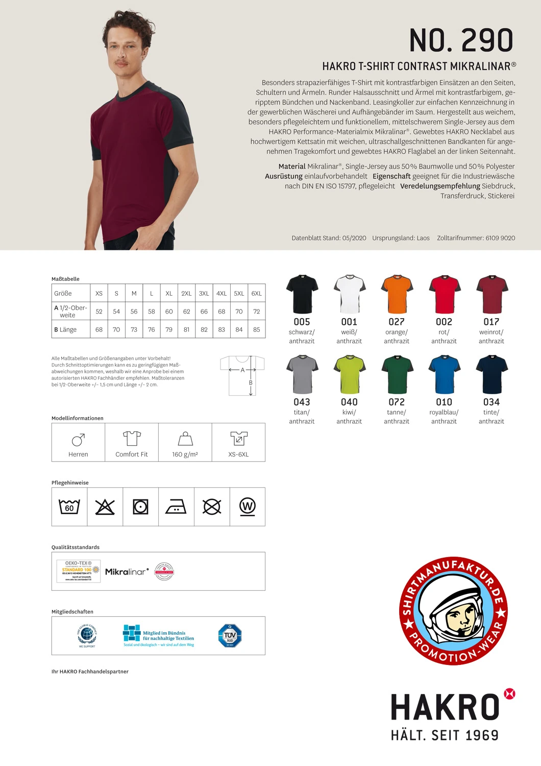 Hakro T-Shirt Contrast Mikralinar