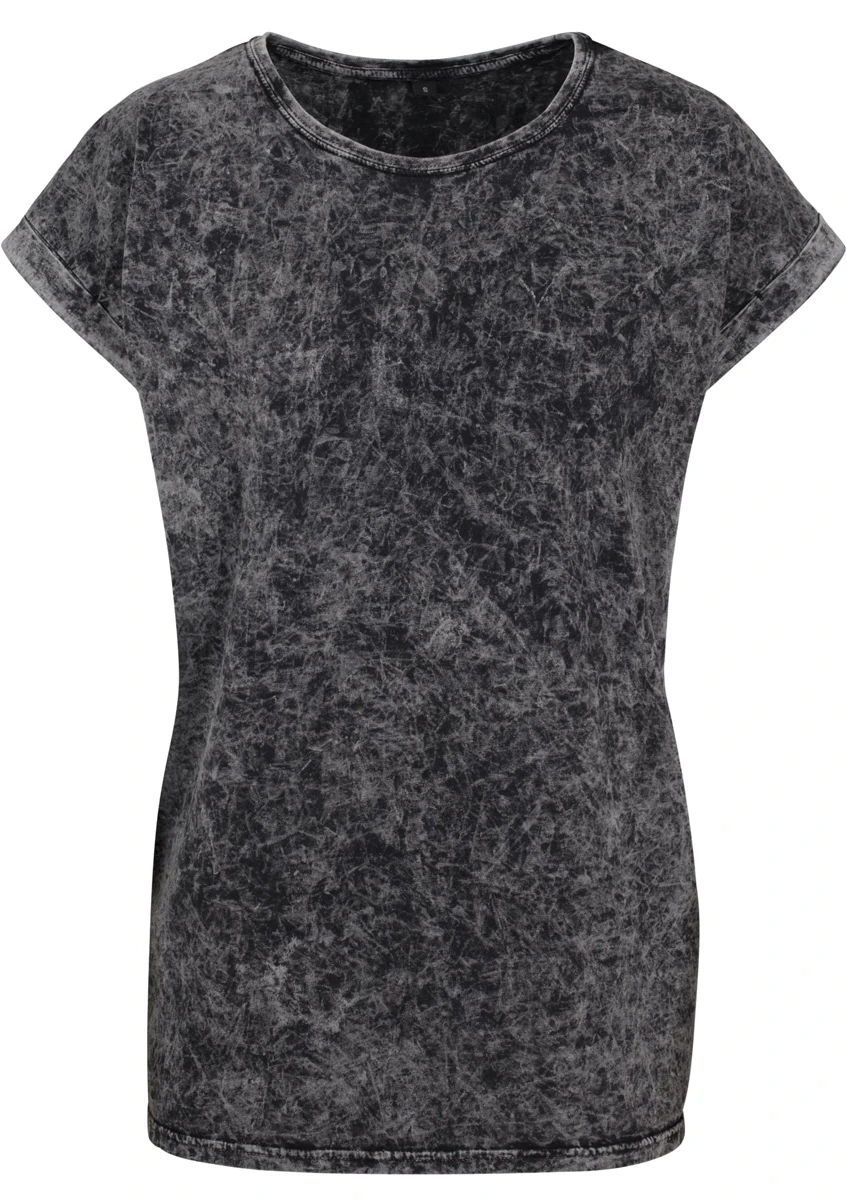 Build Your Brand Ladies Acid Washed Extended Shoulder Tee