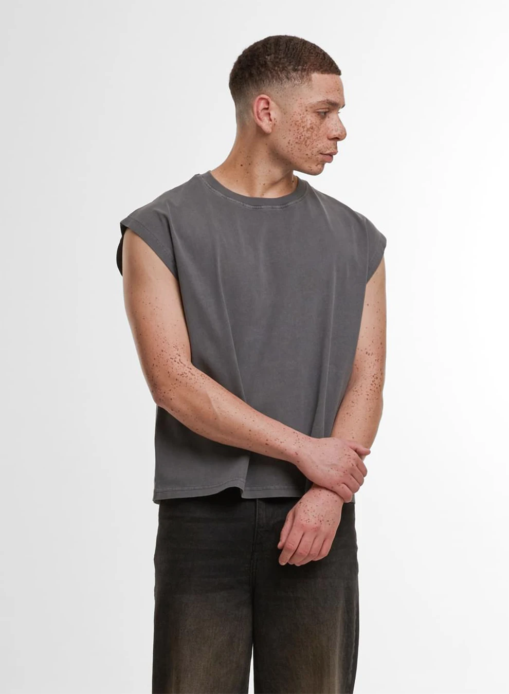 Build Your Brand Vintage Cropped Heavy Sleeveless Tee