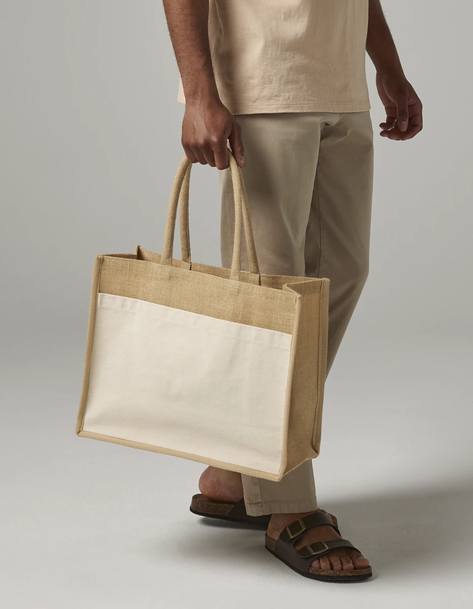 Westford Mill Cotton Pocket Natural Starched Jute Shopper