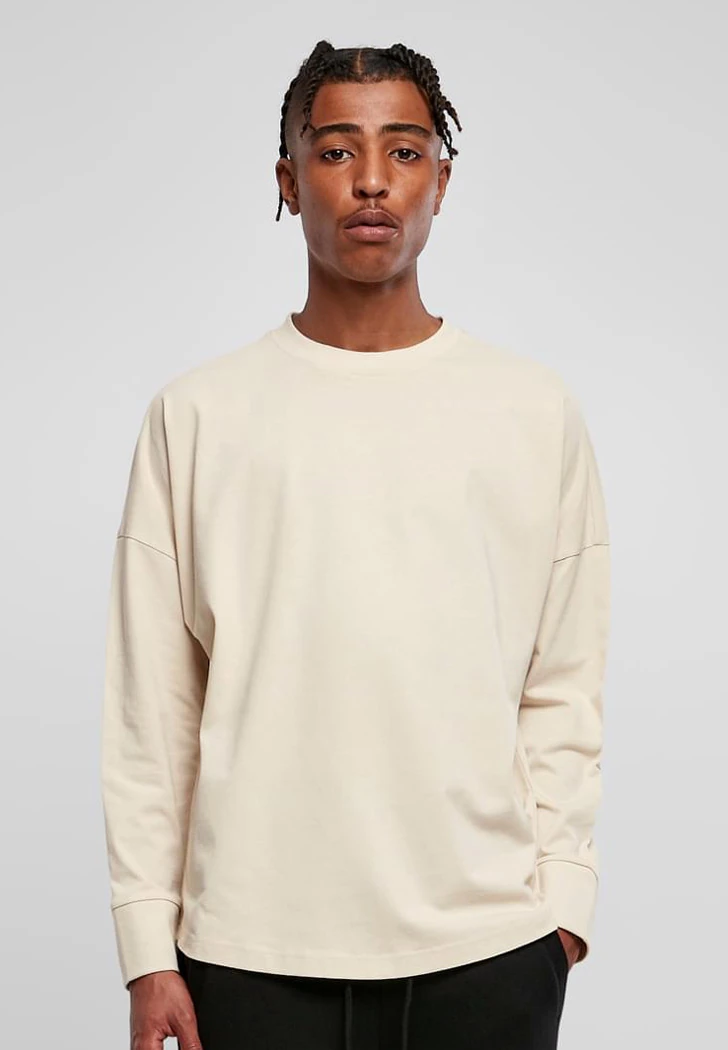 Build Your Brand, Oversized Cut On Longsleeve BY198, sand