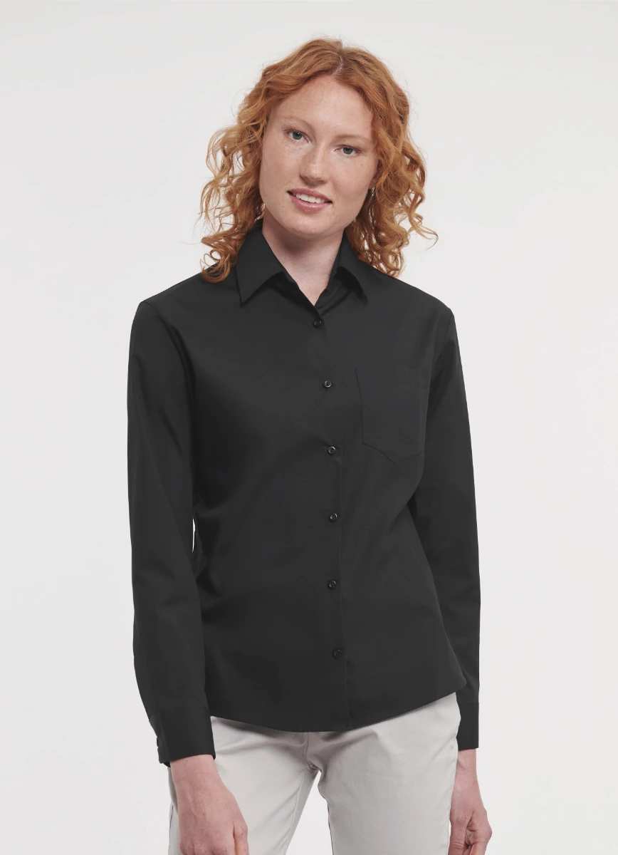 Russell Ladies Pure Cotton Longsleeve Poplin Blouse