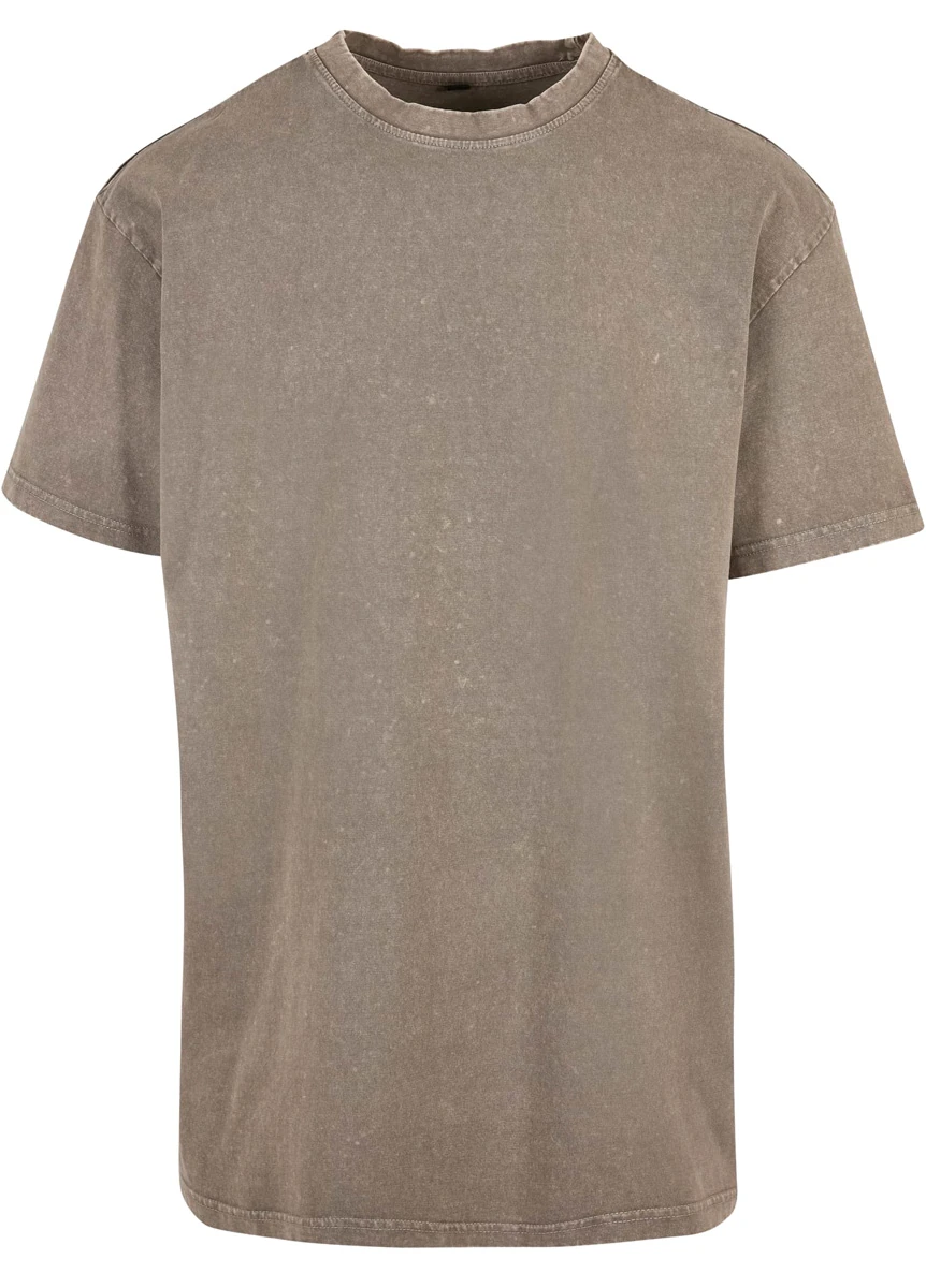 Build Your Brand, Acid Washed Oversized T-Shirt BY189, dark khaki
