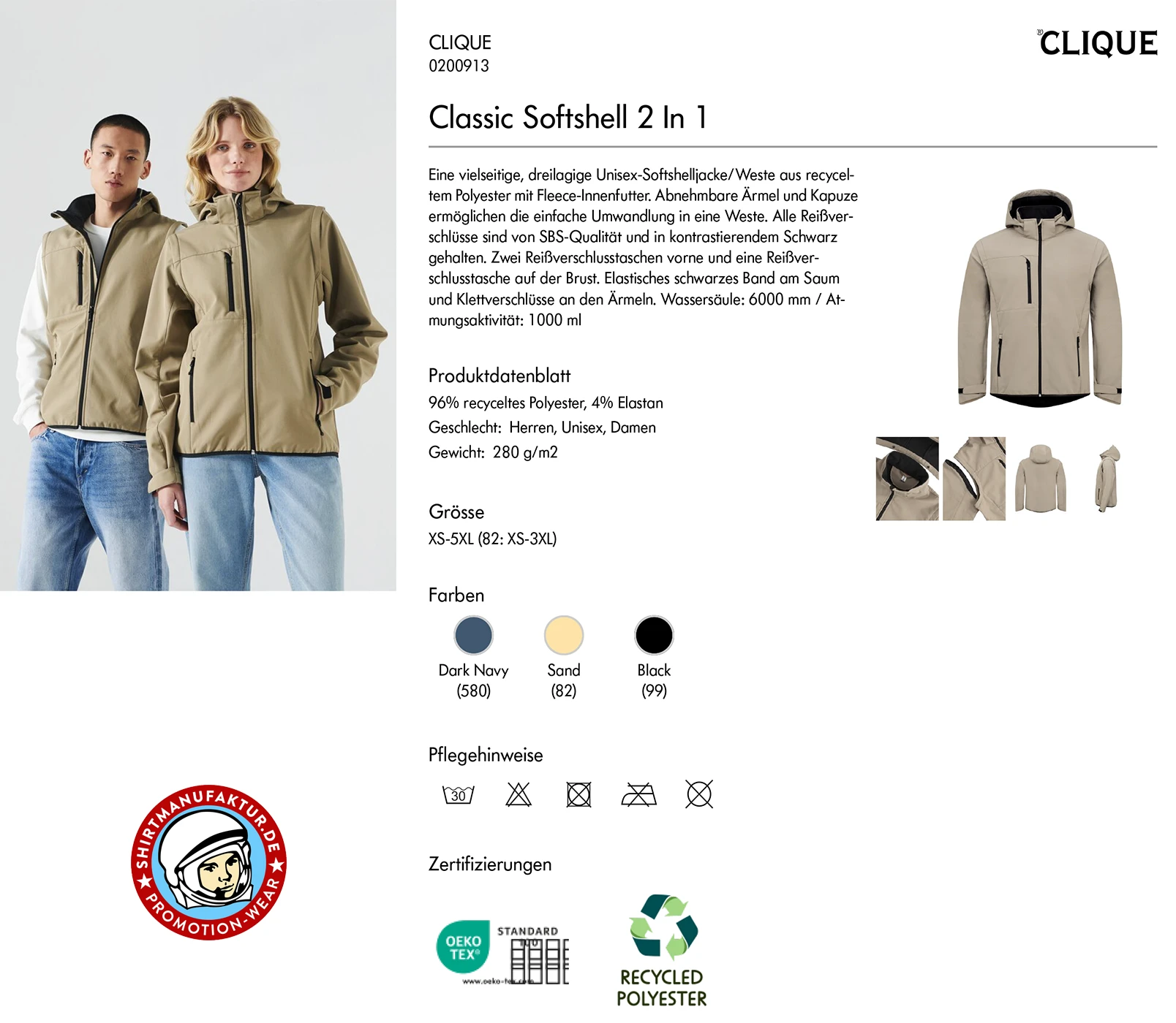 Clique Classic Softshell 2 In 1