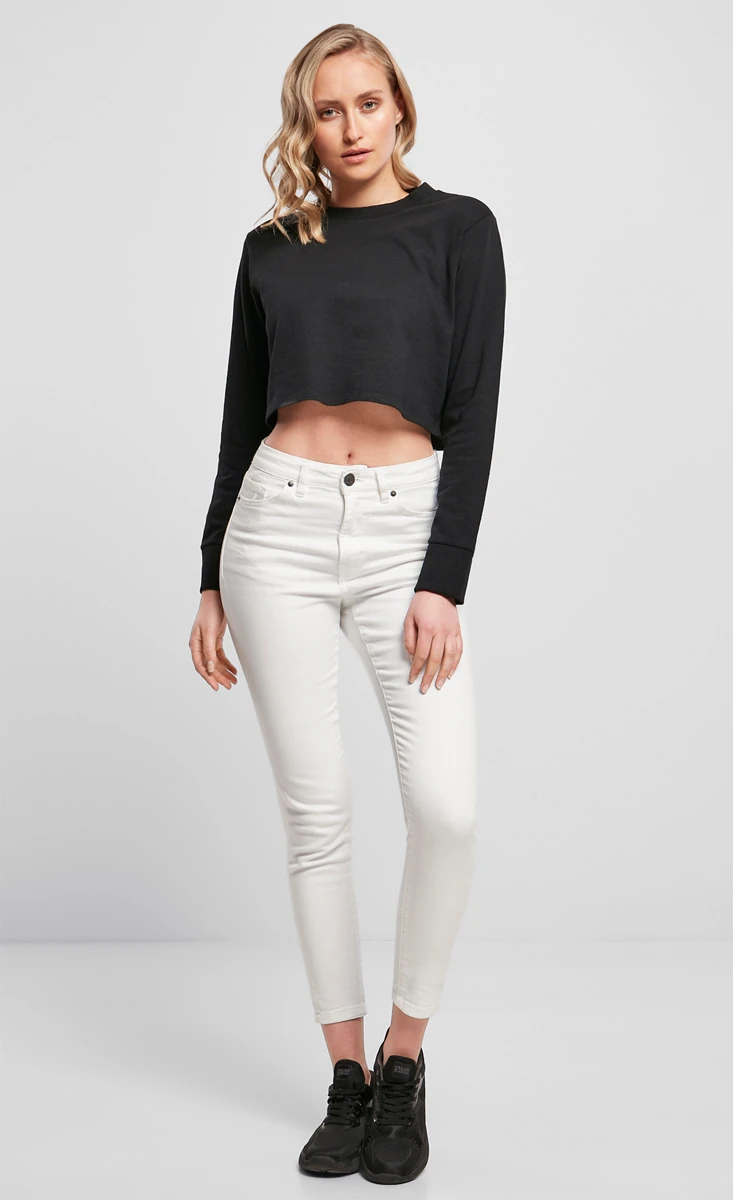 Build Your Brand Ladies Terry Cropped Crew